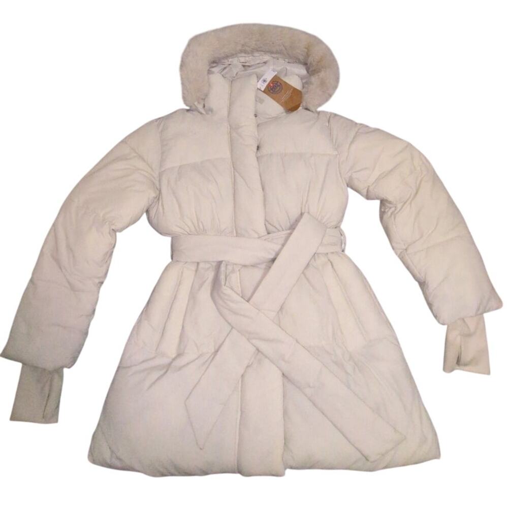 Gap Women's P.U.R.E. Primaloft NWT  Size Medium Cream Beige Thumbholes Puffer